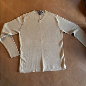 Polo Ralph Lauren Men's Beige Linen V-Neck Sweater